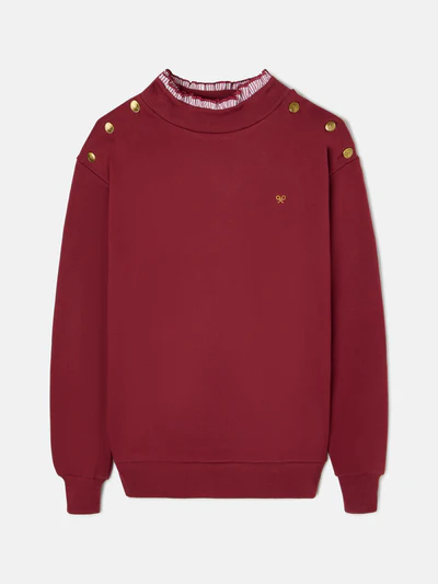 Sudadera Woman Cuello Volante Burdeos - Silbon