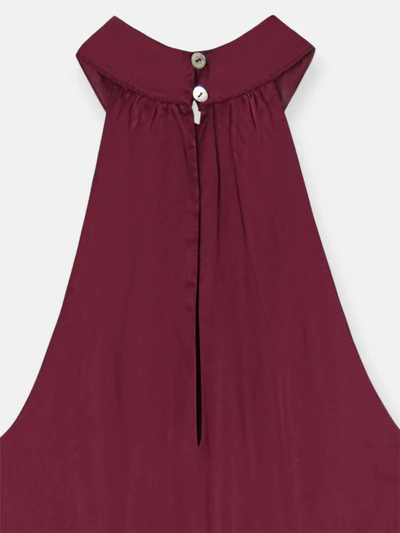 Vestido Largo Capa Satinado Burdeos - Silbon