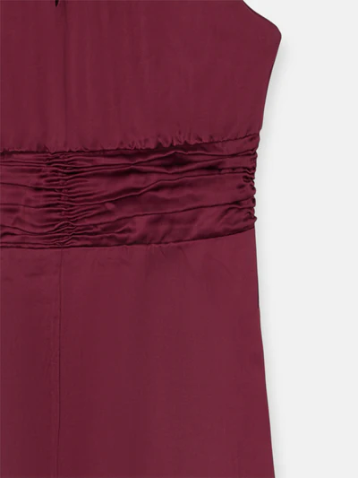 Vestido Largo Capa Satinado Burdeos - Silbon