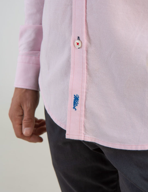 Camisa Oxford Liso Rosa Claro Slim - Williot