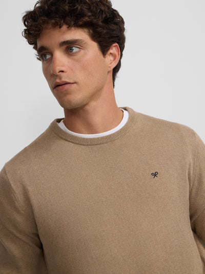 Jersey Classic Cuello Redondo Beige Oscuro - Silbon