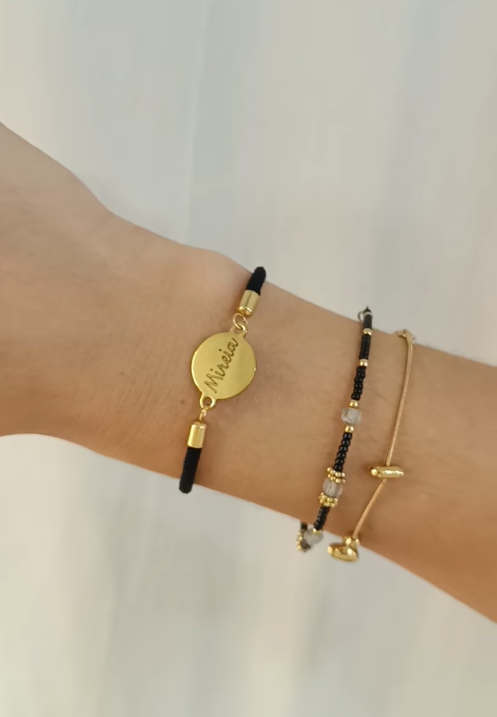 Pulsera Cordón Medalla Grabable Dorado (+ COLORES)