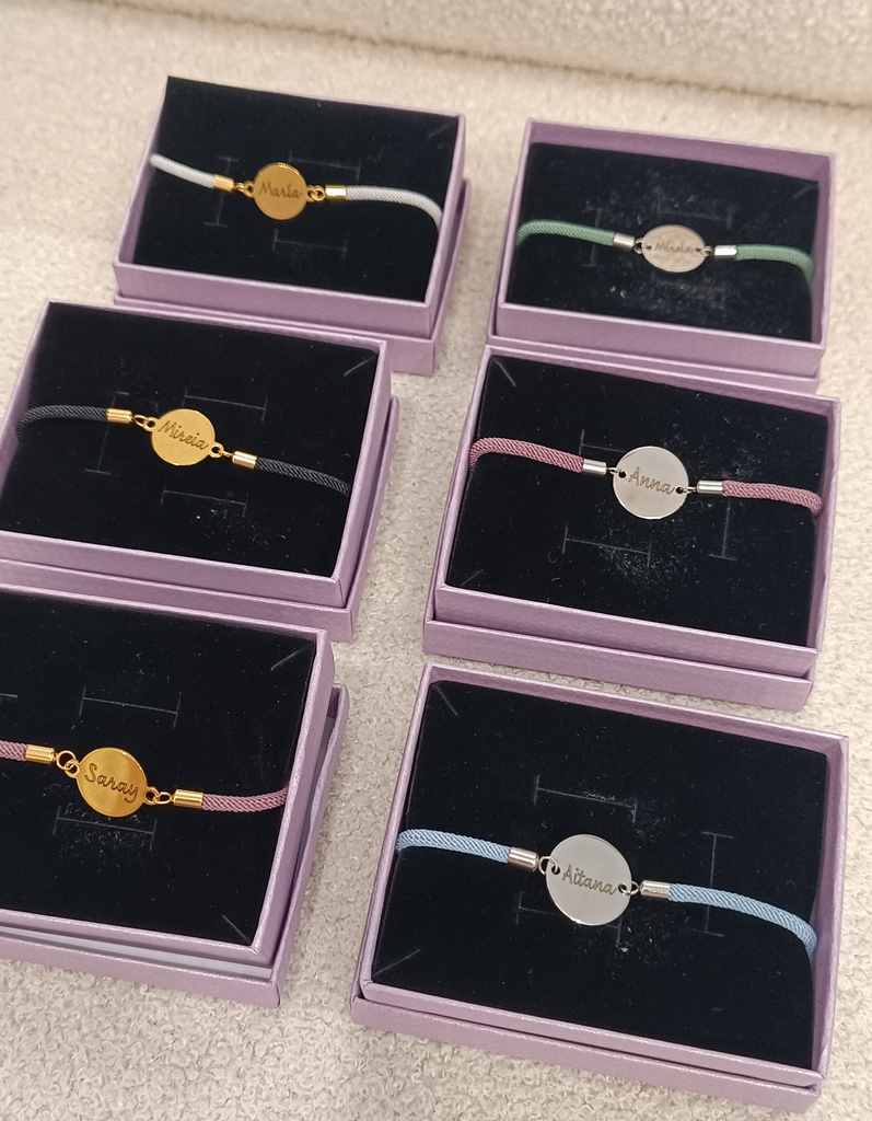 Pulsera Cordón Medalla Grabable Dorado (+ COLORES)