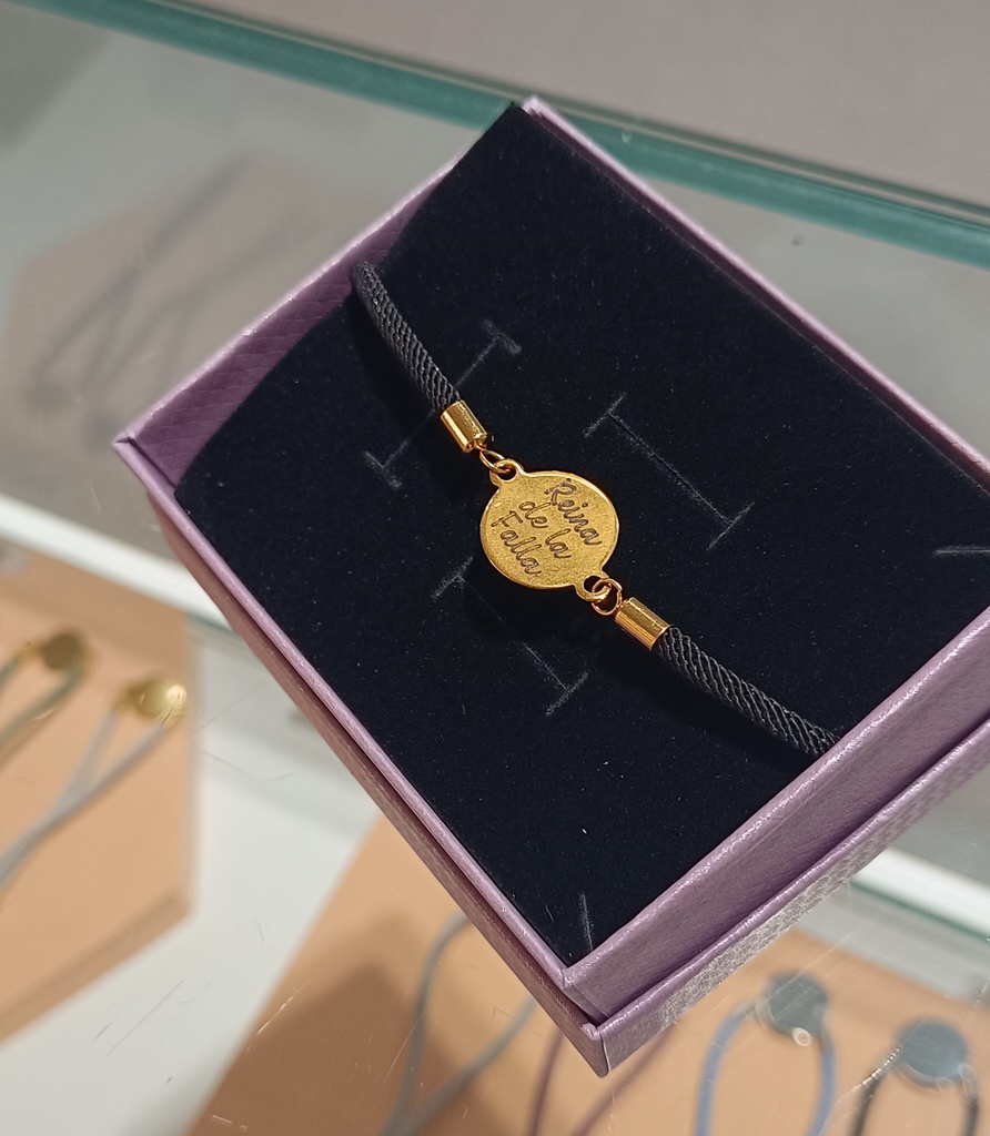 Pulsera Cordón Medalla Grabable Dorado (+ COLORES)