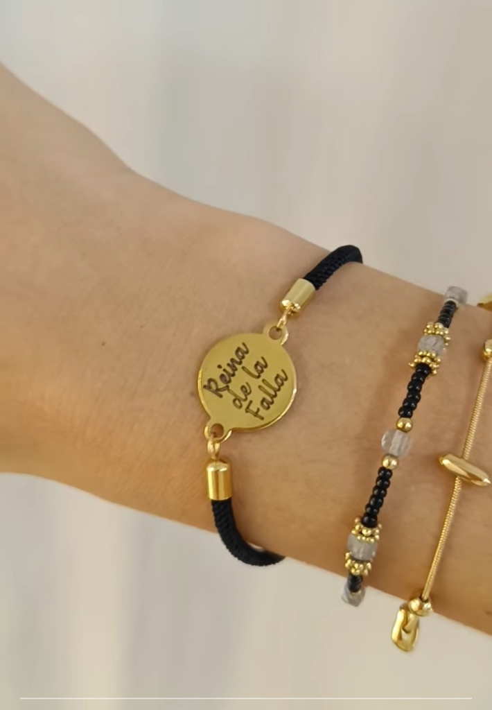 Pulsera Cordón Medalla Grabable Dorado (+ COLORES)