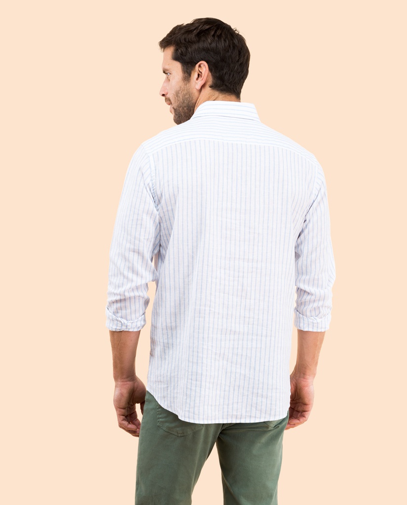 Camisa Polera Raya Vertical Li-Co Celeste - Scotta