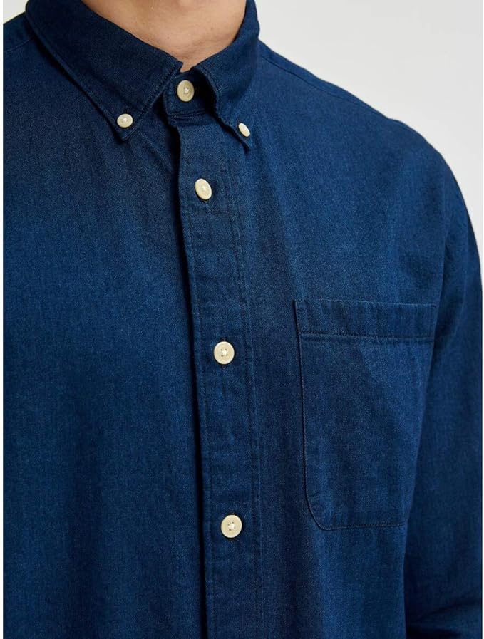 Camisa Slhregrick Dark Blue Denim Shirt - Selected