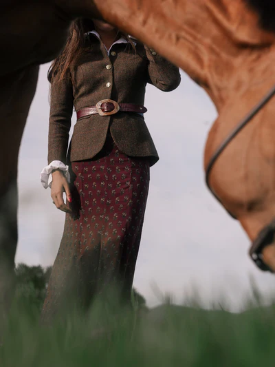 Falda Midi Estampados Motivos Burdeos - Silbon