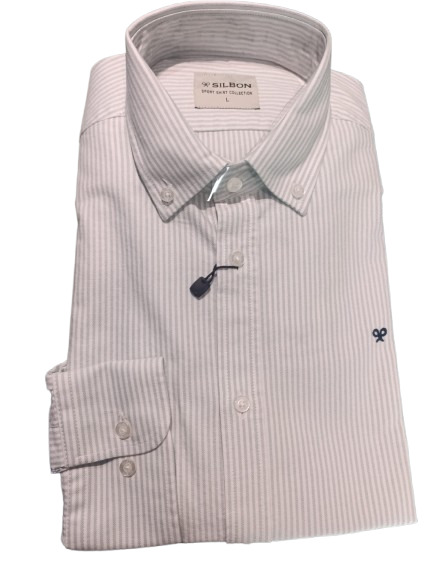 Camisa Sport Oxford Raqueta Rayas Verde - Silbon