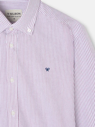 Camisa Sport Oxford Raqueta Rayas Burdeos - Silbon