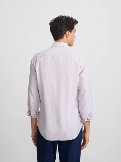 Camisa Sport Oxford Raqueta Rayas Burdeos - Silbon
