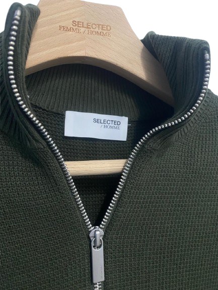 Slhdane Ls Knit Structure Full Zip Noos - Selected