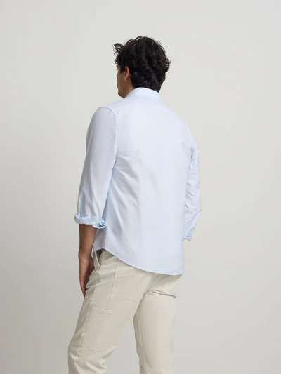 Camisa Sport Oxford Rayas Horizontales Celeste - Silbon