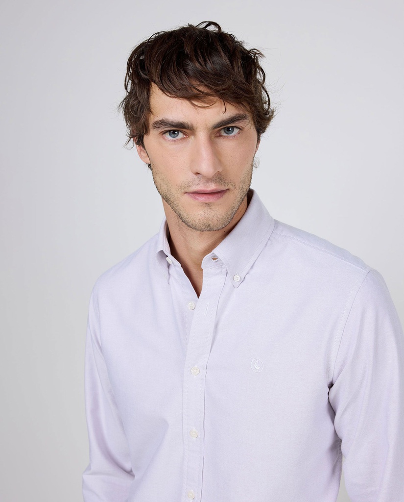 Camisa Oxford Liso Rosa Oscuro - El Ganso