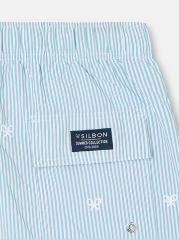 Bañador Rayas Finas Logo Verde - Silbon