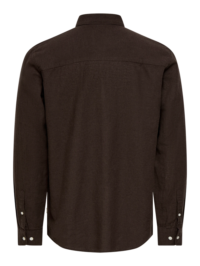 Onscaiden Lino Camisa Coffee Bean - Only &amp; Sons