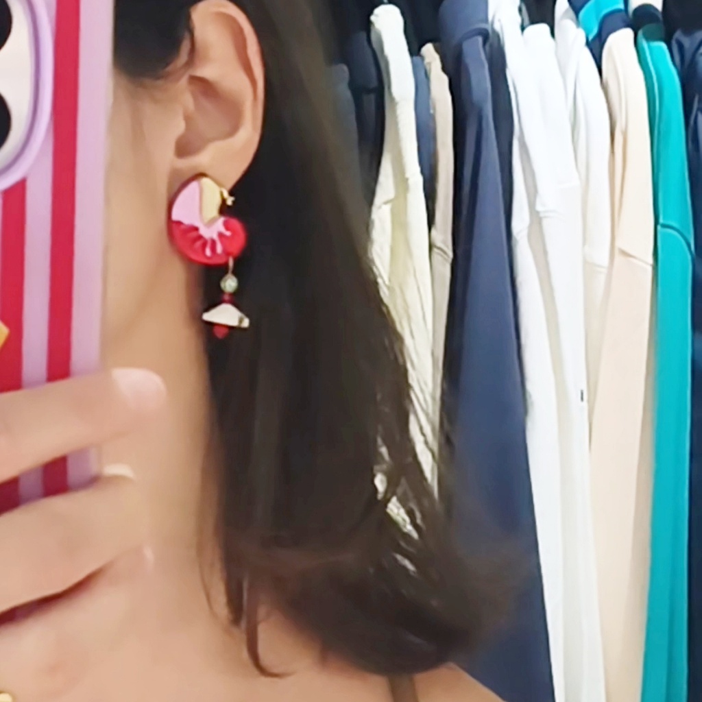 Pendientes Caracola Roja Metacrilato