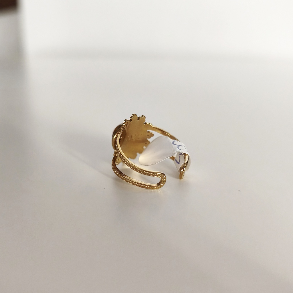 Anillo Corona Marrón Dorado