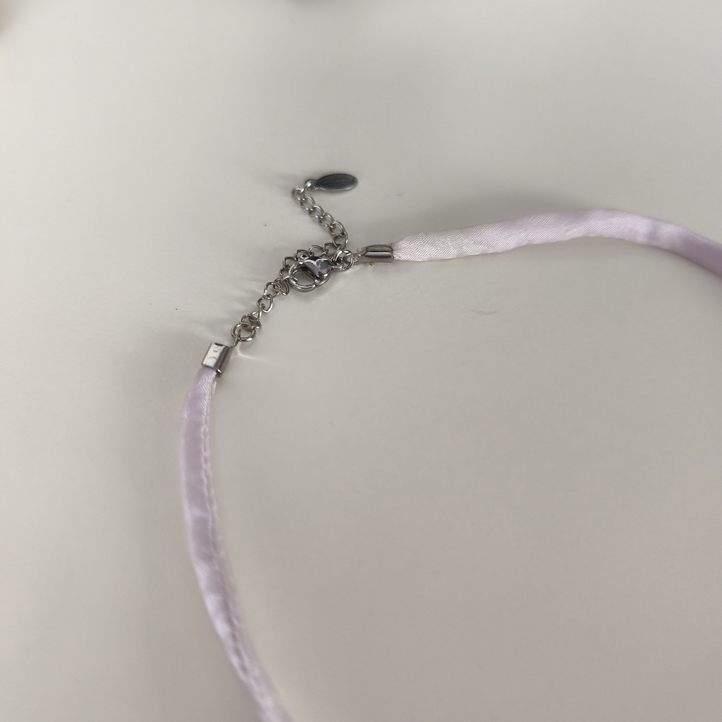 Collar Cinta de Seda Malva Tortuga (Plateado)