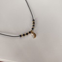 Collar Cuerda Macramé Negro Luna (Dorado)