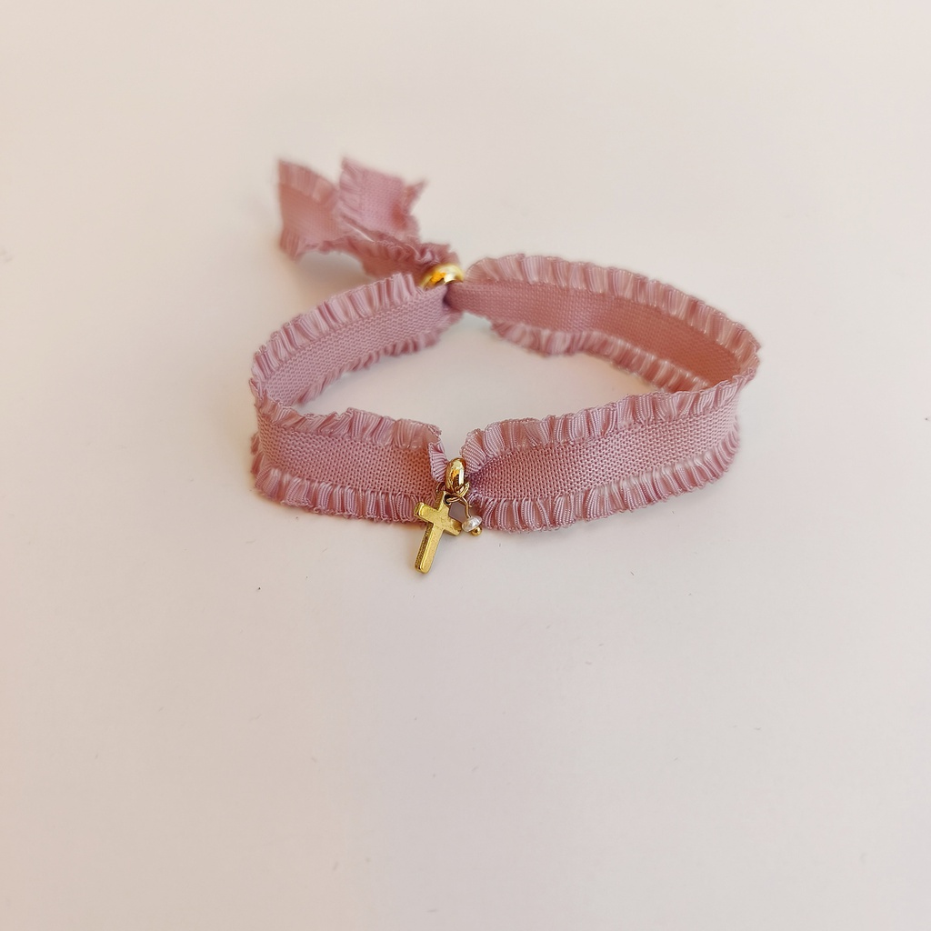 Pulsera Cinta Volante Gris Hoja (Dorado)