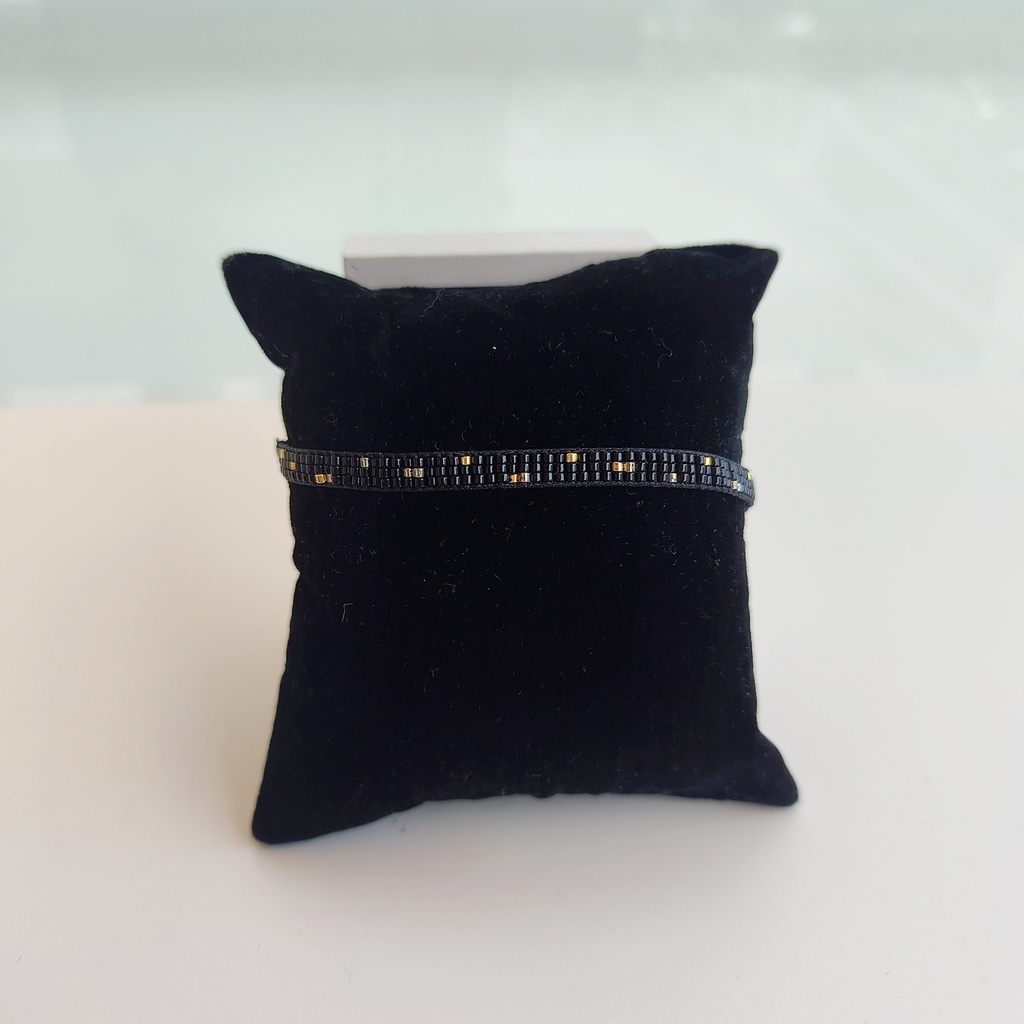 Pulsera Miyuki Mediana Negra y Dorado