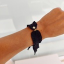 Pulsera Cinta Volante Negro Destello (Dorado)