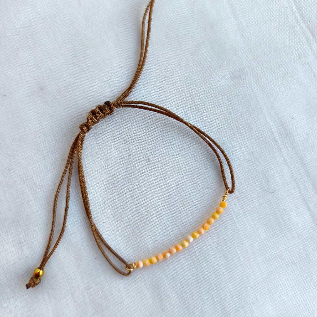 Pulsera Macramé Piedras Caqui (Dorado) (copia)