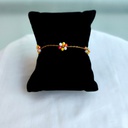 Pulsera Flores Cuentas Naranja (Dorado)