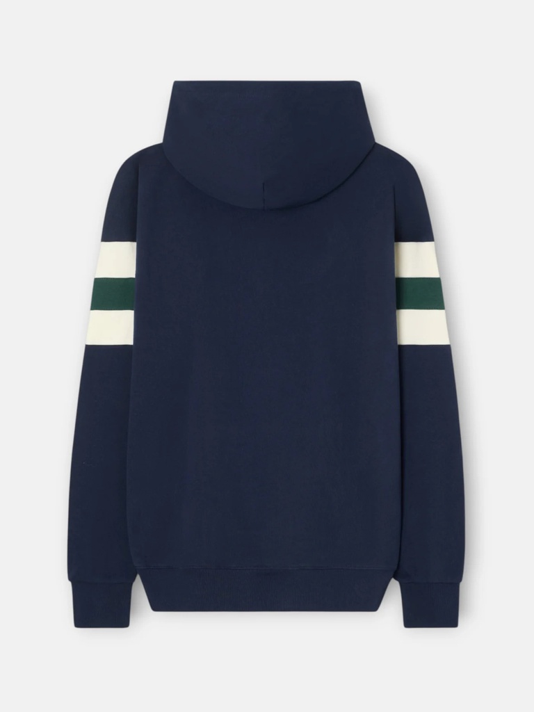 Sudadera Capucha Relaxed Franjas Azul Marino - Silbon