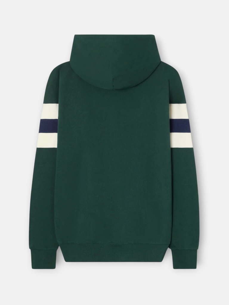 Sudadera Capucha Relaxed Franjas Verde Oscuro - Silbon