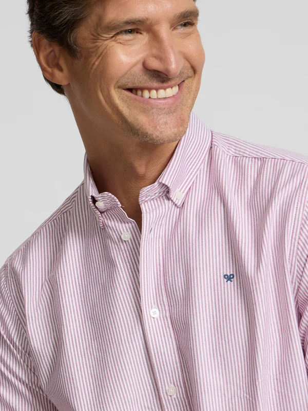 Camisa Sport Oxford Rayas Burdeos - Silbon