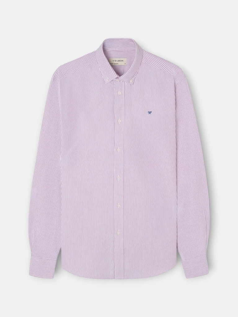 Camisa Sport Oxford Rayas Burdeos - Silbon