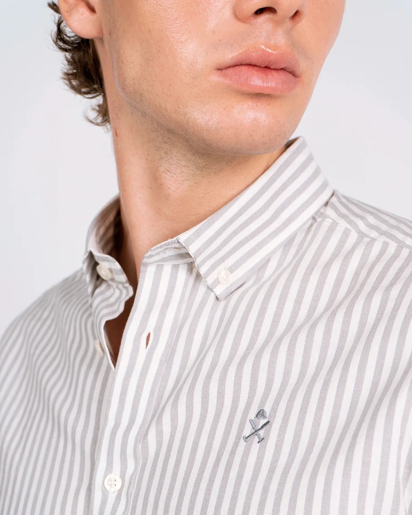 Camisa Rayas North Sea Gray Ember - Harper &amp; Neyer