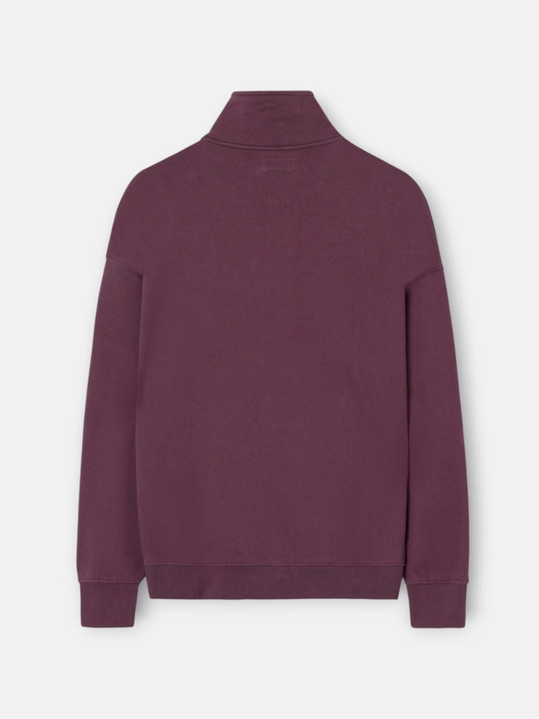 Sudadera Relaxed Fit Media Cremallera Burdeos - Silbon