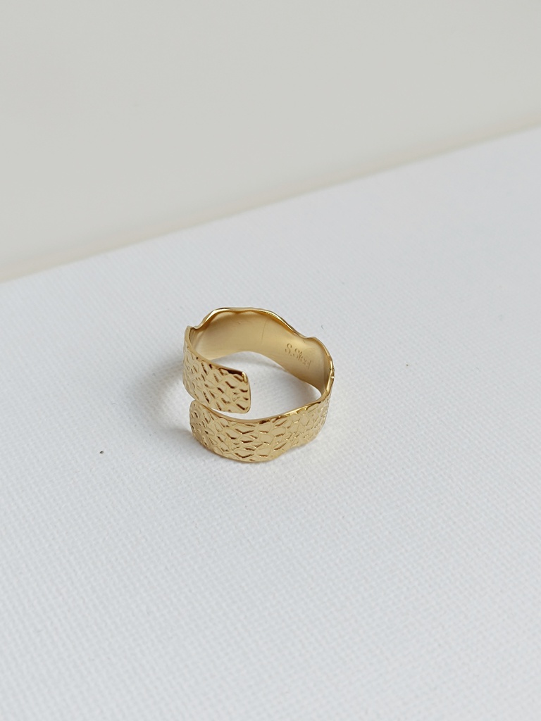 Anillo Doble Relieves Dorado