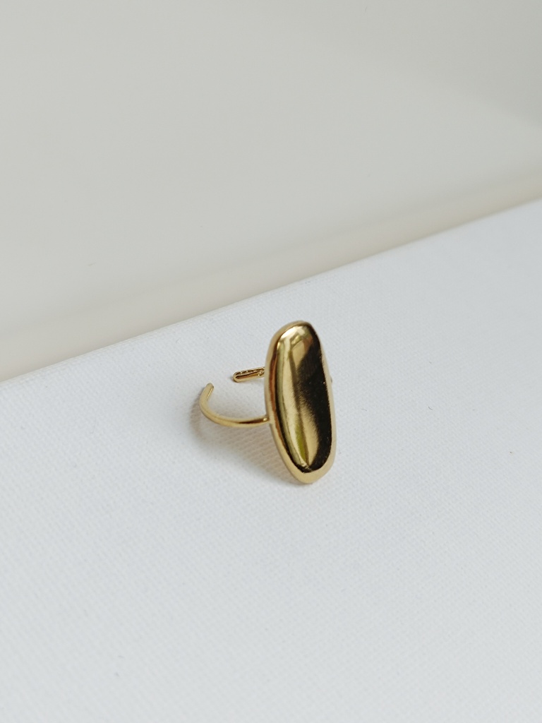 Anillo Chapa Óvalo Liso Dorado