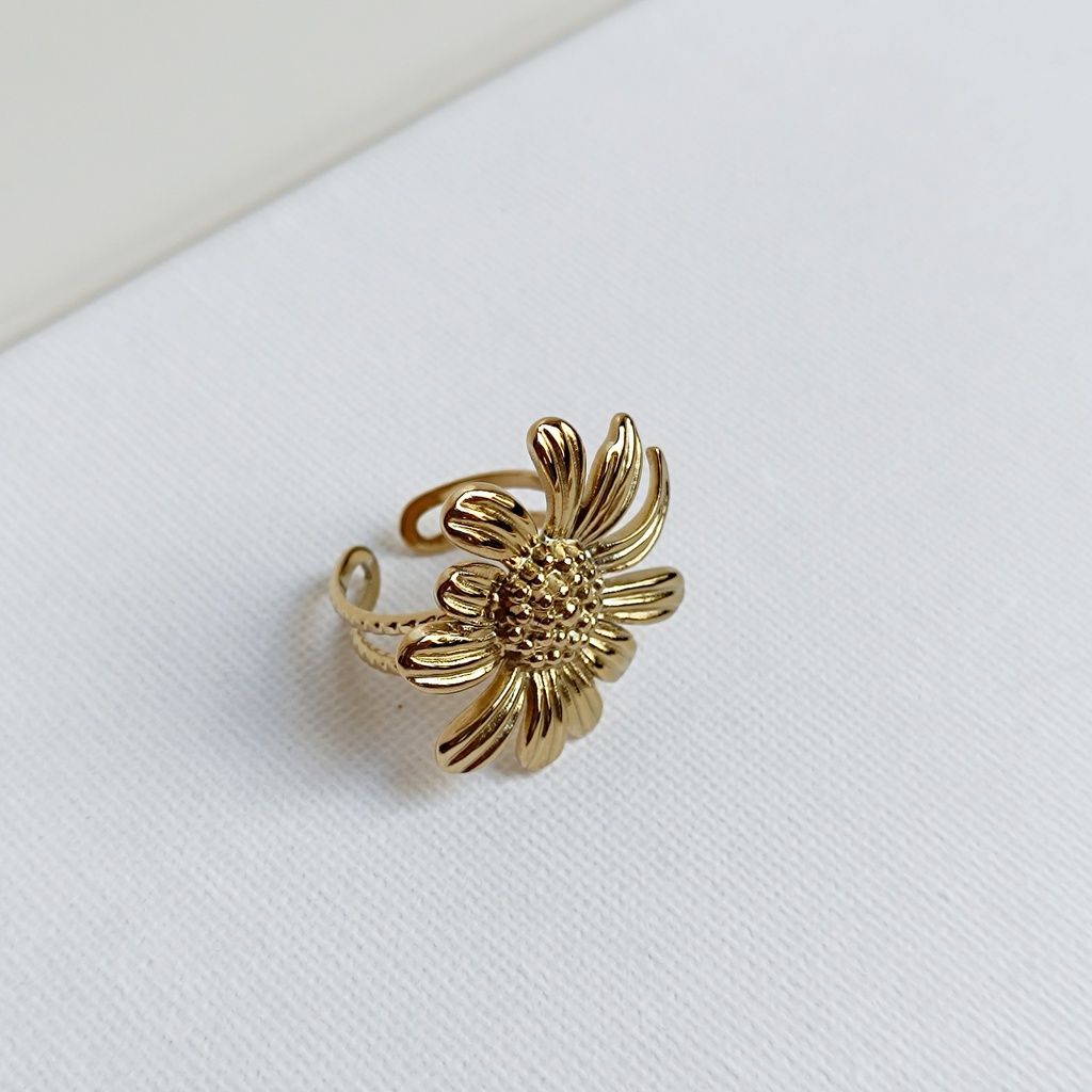 Anillo Flor Girasol Dorado
