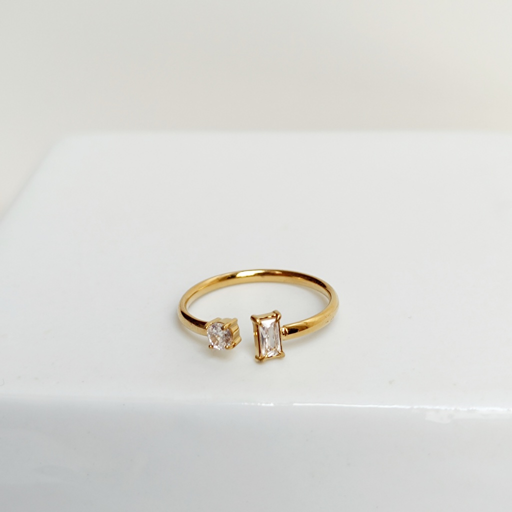 Anillo Doble Circonita Geo Apertura Delantera