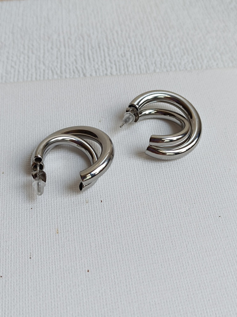 Aros Bold Doble Entrelazado Plateado