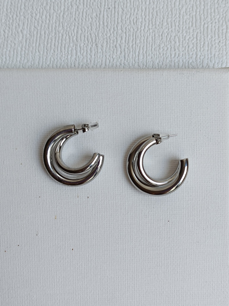 Aros Bold Doble Entrelazado Plateado