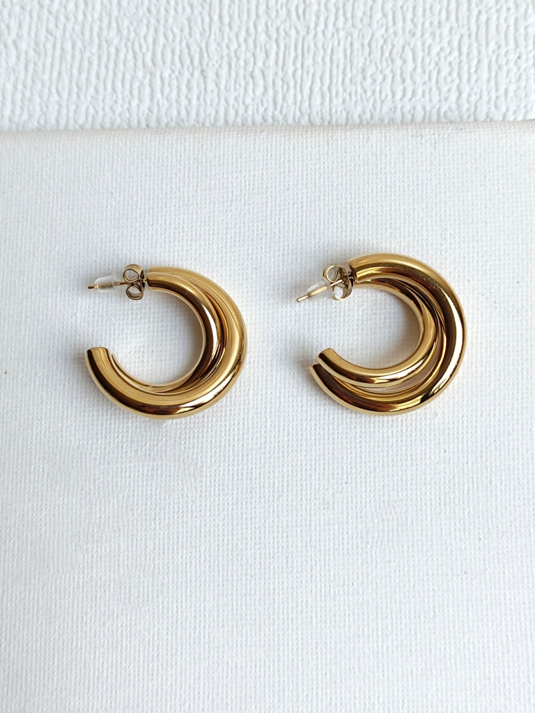 Aros Bold Doble Entrelazado Dorado