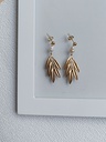 Pendientes Perla Hoja Relieves Dorado