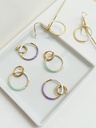 Pendientes Aro Esmaltado Verde Pastel-Blanco Dorado