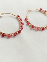 Aros Cuentas Rosa Fucsia Buganvilla Dorados