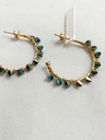 Pendientes Aro Abierto Cuentas Rock Verdes