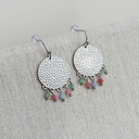 Pendientes Chapa Relieves Cuentas Verde Azul Rosa Plateado