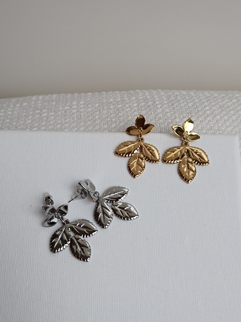 Pendientes Hojas Plateadas