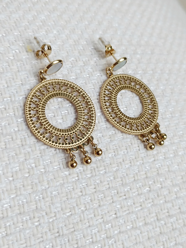 Pendientes Nacar Circulo Troquel Dorado