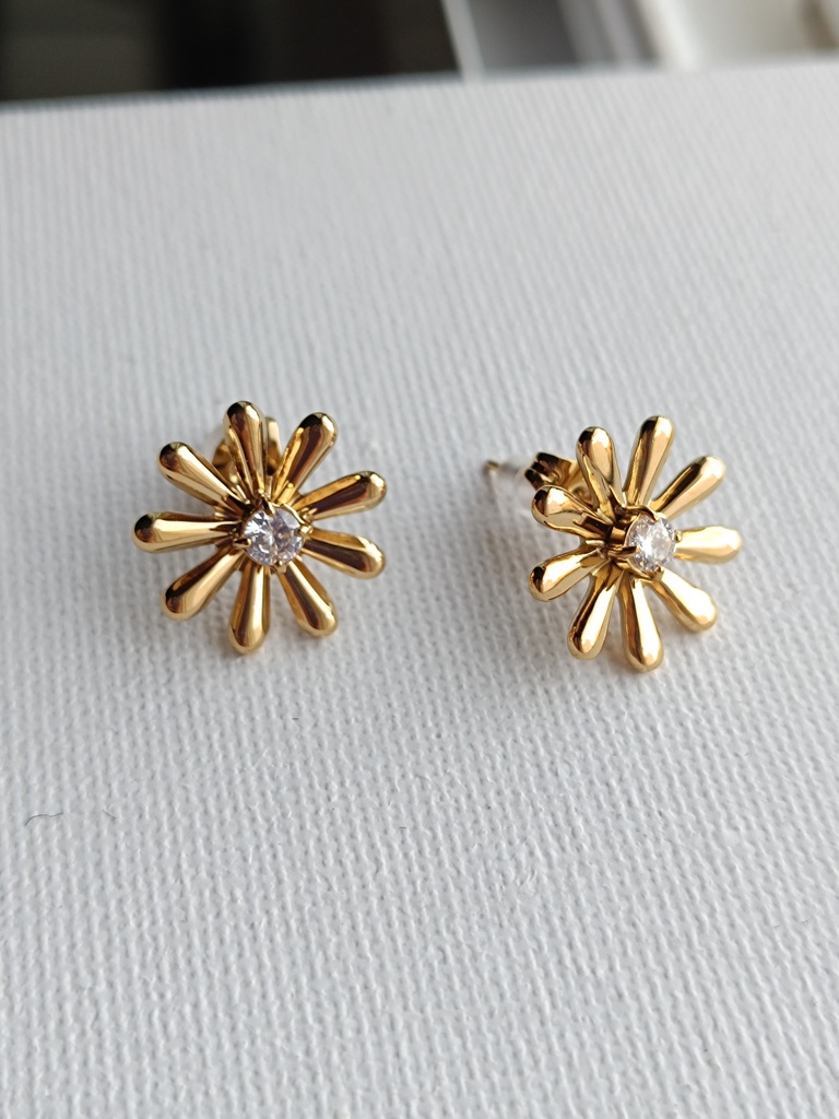 Pendientes Geo Combo Circulo-Rectángulo Dorado